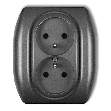 Gniazda-elektryczne - gniazdo podwójne klasyczne z uziemieniem kompletne z ramką grafitowe trend 11gp-2zp karlik 