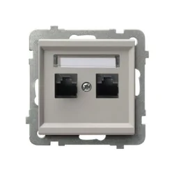 Gniazda-komputerowe - gniazdo internetowe podwójne rj45 kat.6 sieciowe kaszmir do ramek sonata ospel