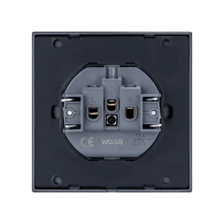 Gniazda-podwojne-podtynkowe - szare gniazdo podwójne uziemieniem z ramką w komplecie cc tr 16x wesa 