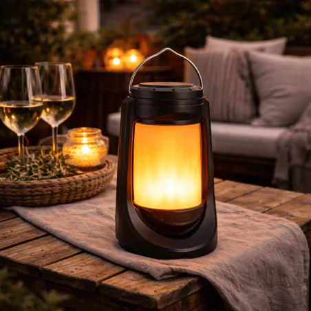 Latarenki-ogrodowe - latarenka z efektem płomienia na taras lampka kempingowa przenośna na usb termo led 04944 ideus 
