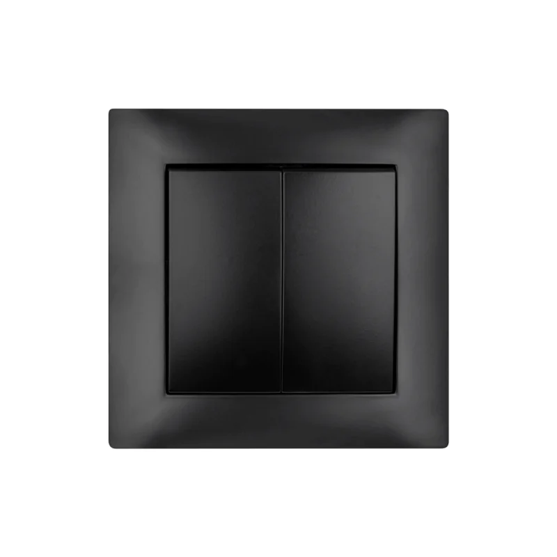 Wylaczniki-podwojne - wyłącznik podwójny czarny podtynkowy świecznikowy z ramką lc-02c wesa vcx firmy VCX 