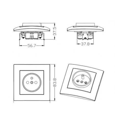 Gniazda-pojedyncze-podtynkowe - czarne gniazdo pojedyncze kontakt z uziemieniem z ramką wesa vcx 