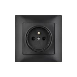 Gniazda-pojedyncze-podtynkowe - czarne gniazdo pojedyncze kontakt z uziemieniem z ramką wesa vcx