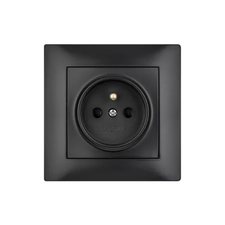 Gniazda-pojedyncze-podtynkowe - czarne gniazdo pojedyncze kontakt z uziemieniem z ramką wesa vcx 