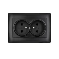 Gniazda-podwojne-podtynkowe - gniazdo podwójne kontakt z uziemieniem czarny podtynkowy wesa vcx