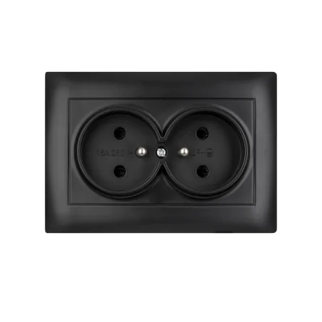 Gniazda-podwojne-podtynkowe - gniazdo podwójne kontakt z uziemieniem czarny podtynkowy wesa vcx 