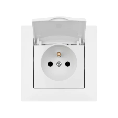 Gniazda-pojedyncze-podtynkowe - gniazdo hermetyczne pojedyncze z białą klapką do łazienki ip44 lc-52 wesa vcx 