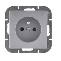 Gniazda-elektryczne - szare gniazdo pojedyncze z uziemieniem matowe pt-16p perła abex