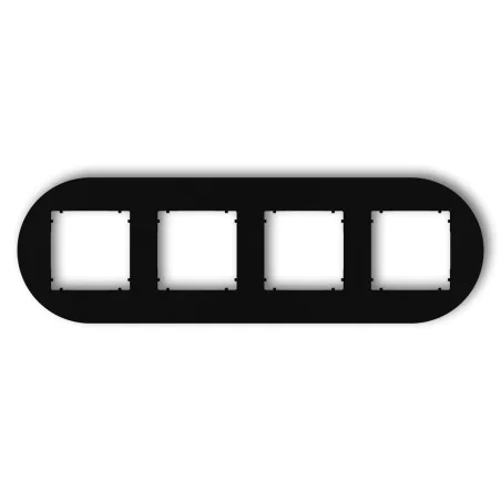 Ramki-poczworne - ramka poczwórna okrągła uniwersalna do gniazd i włączników z serii mini karlik 12mrto-4 czarny mat 