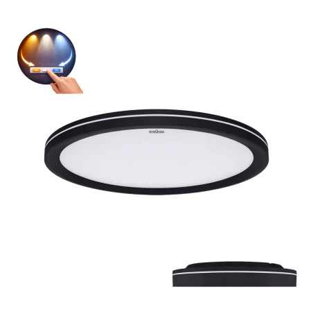 Plafony - plafoniera led z czarną obudową lampa sufitowa 3 barwy światła 24w amadeus c ideus 