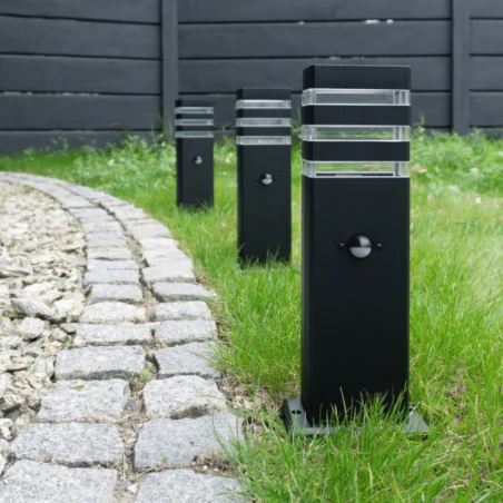 Slupki-ogrodowe - lampa ogrodowa czarna słupek oświetleniowy zewnętrzny z czujnikiem pir na żarówkę gu10 so-40p eco-light 