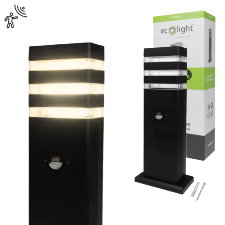 Slupki-ogrodowe - lampa ogrodowa czarna słupek oświetleniowy zewnętrzny z czujnikiem pir na żarówkę gu10 so-40p eco-light 