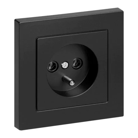 Gniazda-pojedyncze-podtynkowe - gniazdo elektryczne pojedyncze czarny mat kontakt z bolcem pt-16m malta abex 