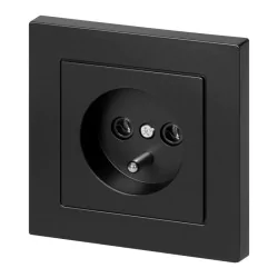 Gniazda-pojedyncze-podtynkowe - gniazdo elektryczne pojedyncze czarny mat kontakt z bolcem pt-16m malta abex