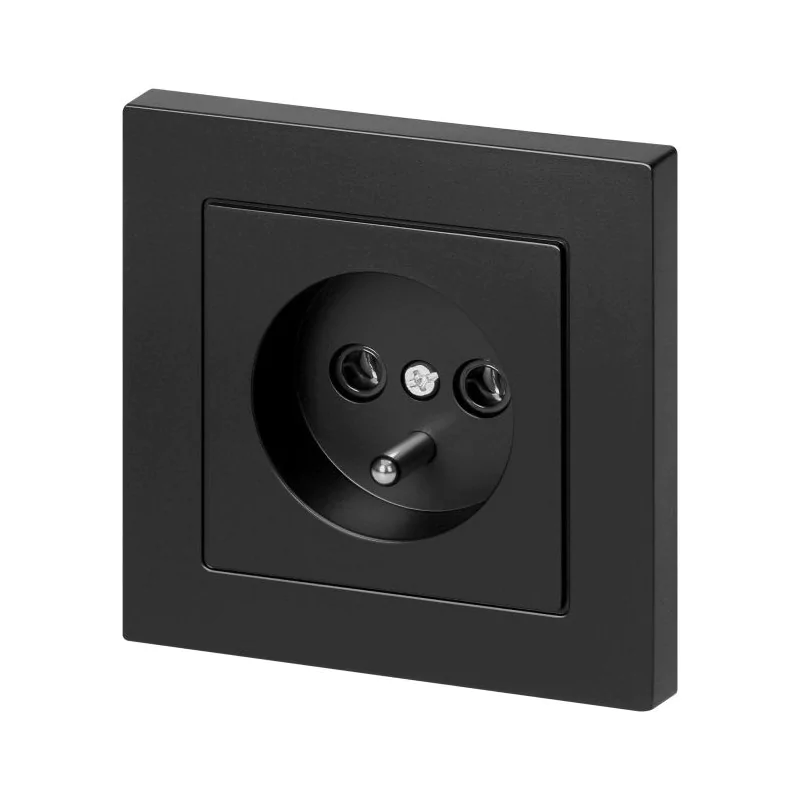 Gniazda-pojedyncze-podtynkowe - gniazdo elektryczne pojedyncze czarny mat kontakt z bolcem pt-16m malta abex firmy ABEX 