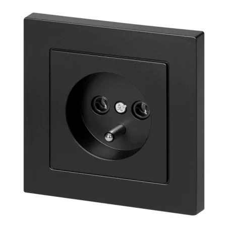 Gniazda-pojedyncze-podtynkowe - gniazdo elektryczne pojedyncze czarny mat kontakt z bolcem pt-16m malta abex 