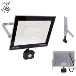 Naswietlacze-led-50w-i-wiecej - naświetlacz led 100w szary na podjazd mocny halogen z zimnym światłem 6200k szary kroma led 03708 ideus