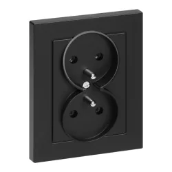 Gniazda-podwojne-podtynkowe - czarne gniazdo podwójne podtynkowe z uziemieniem i ramką pt-6m malta abex