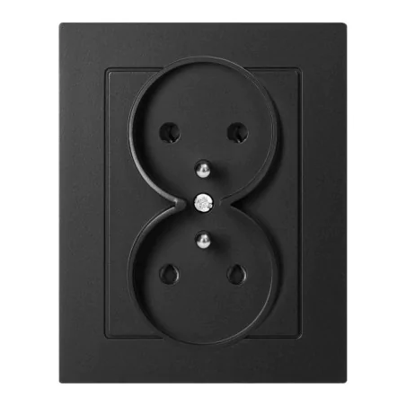 Gniazda-podwojne-podtynkowe - czarne gniazdo podwójne podtynkowe z uziemieniem i ramką pt-6m malta abex 