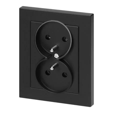 Gniazda-podwojne-podtynkowe - czarne gniazdo podwójne podtynkowe z uziemieniem i ramką pt-6m malta abex 