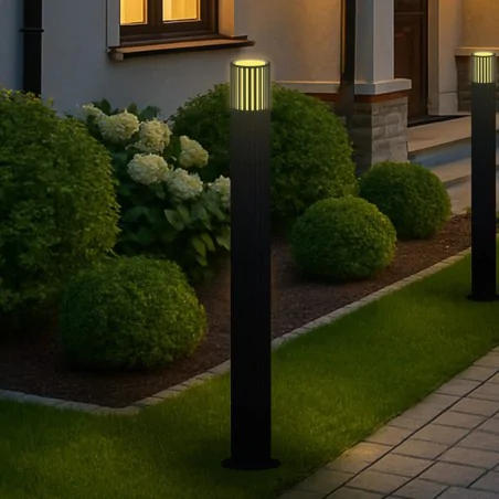 Slupki-ogrodowe - lampa ogrodowa stojąca 90 słupek do ogrodu grafitowy e27 kuusamo goldlux 