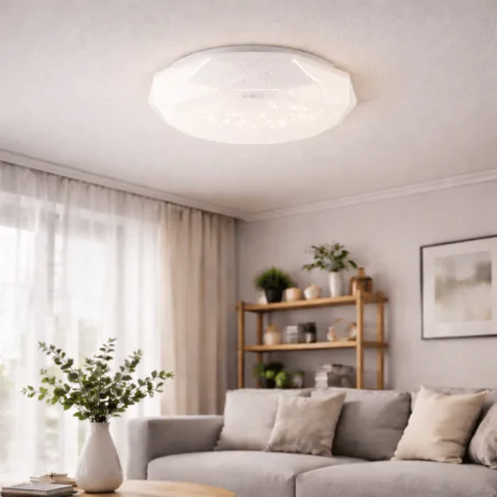 Plafony - plafoniera sufitowa biała na żarówkę e27 z efektem gwieździstego nieba kamila c ideus 