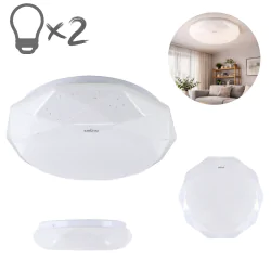 Plafony - plafoniera na dwie żarówki e27 biała z efektem gwiaździstego nieba 29,5cm kamila c ideus