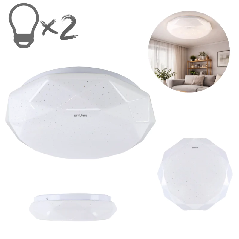 Plafony - plafoniera na dwie żarówki e27 biała z efektem gwiaździstego nieba 29,5cm kamila c ideus firmy IDEUS - STRUHM 