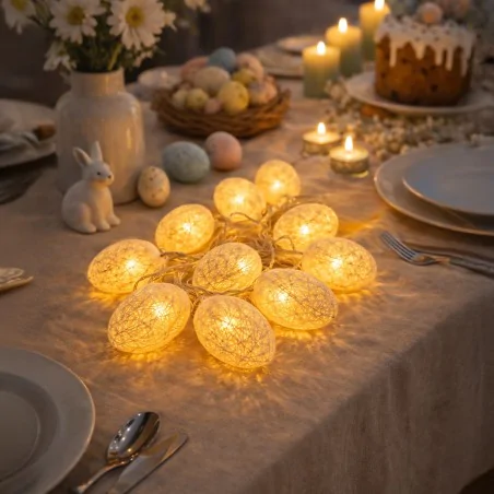Swiecace-kule-i-girlandy - girlanda wielkanocna led białe jaja jajka świecące dekoracja na stół eko-light 