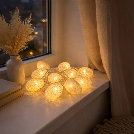 Swiecace-kule-i-girlandy - girlanda wielkanocna led białe jaja jajka świecące dekoracja na stół eko-light 