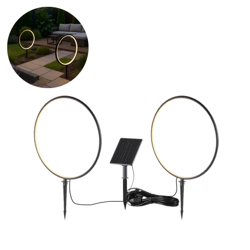 Lampy-solarne - lampa solarna nowoczesna koło oświetlenie 2 okręgi do ogródka eko2360 eko-light firmy EKO-LIGHT 