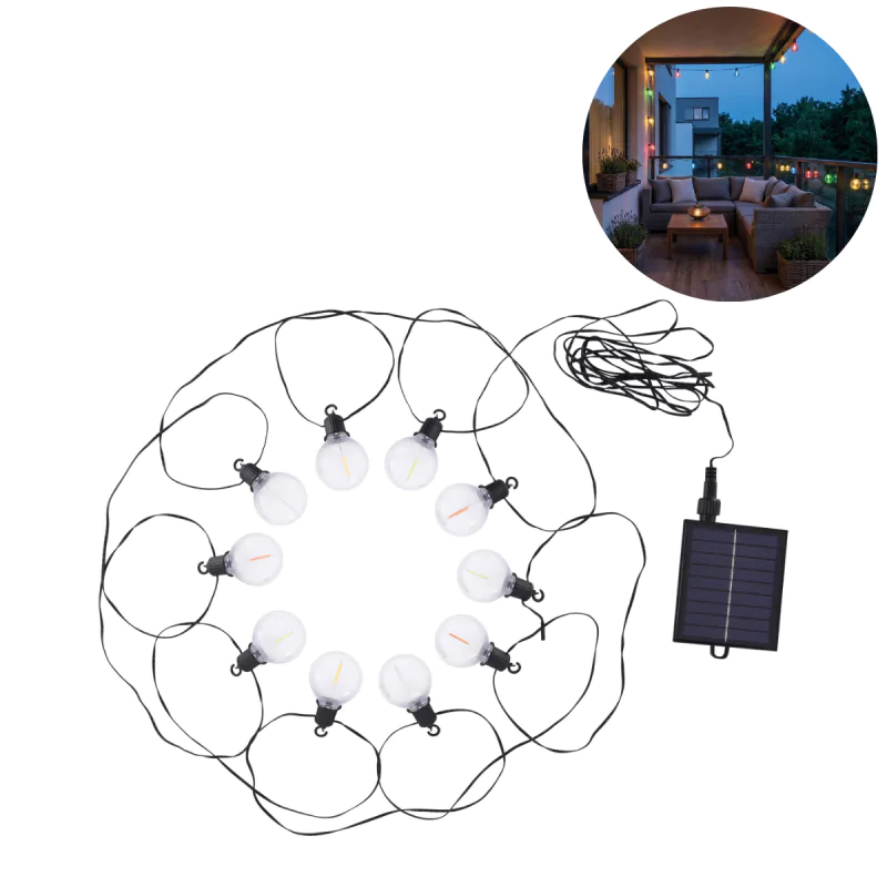 Swiecace-kule-i-girlandy - solarna girlanda ogrodowa 10 żaróweczek z kolorowym światłem ip44 7,5m glasi ideus firmy IDEUS - STRUHM 