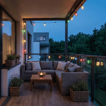 Swiecace-kule-i-girlandy - solarna girlanda ogrodowa 10 żaróweczek z kolorowym światłem ip44 7,5m glasi ideus 