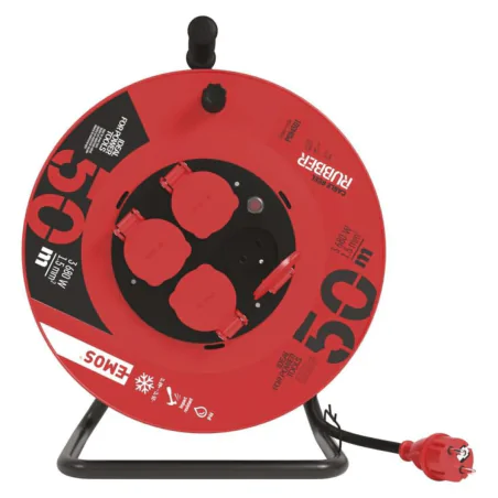 Przedluzacze-bebnowe - przedłużacz zwijany gumowy 4 gniazda 3x1,5 50m p084501 emos - 1908245003 