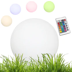 Lampy-kule-ogrodowe - lampa solarna kula do ogrodu naziemna o średnicy 30cm sterowana pilotem kolorowe światło vo1926 volteno