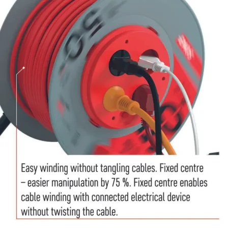 Przedluzacze-bebnowe - przedłużacz zwijany bębnowy 4 gniazda 3x1,5mm 50m czarny emos 