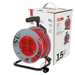 Przedluzacze-bebnowe - przedłużacz zwijany bębnowy 4 gniazda, 3x1,0, 15m p194151 emos