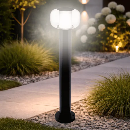 Lampy-ogrodowe-stojace - lampa stojąca do ogrodu led 80cm czarna słupek zewnętrzny oświetleniowy 12w 4000k malaga polux/goldlux 