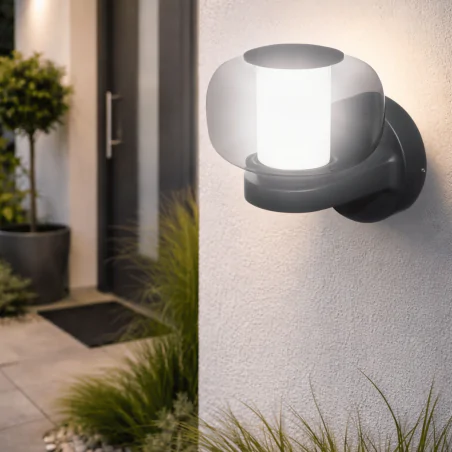 Kinkiety-ogrodowe - kinkiet ogrodowy led czarny lampa ścienna elewacyjna 12w 4000k malaga polux/goldlux 