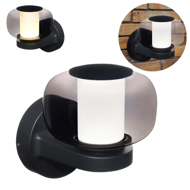 Kinkiety-ogrodowe - kinkiet ogrodowy led czarny lampa ścienna elewacyjna 12w 4000k malaga polux/goldlux firmy POLUX GOLDLUX 