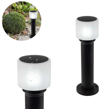 Lampy-ogrodowe-stojace - czarny słupek ogrodowy na żarówkę e27 lampa stojąca 40cm na zewnątrz madrid polux-goldlux 