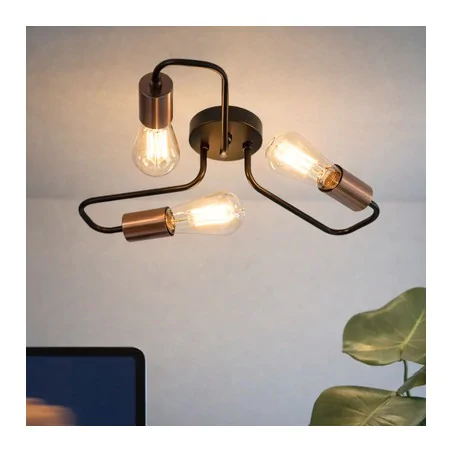 Lampy-sufitowe - czarna lampa sufitowa bez kloszy  loft 3x60w e27 herpe 33-66916 candellux 