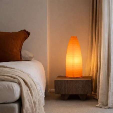 Lampki-nocne - pomarańczowa lampa stołowa z papieru 40w e14 papirus 41-88294 candellux 