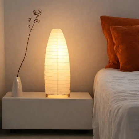 Lampki-nocne - papierowa lampa stołowa biała 40w e14 papirus 41-88287 candellux 