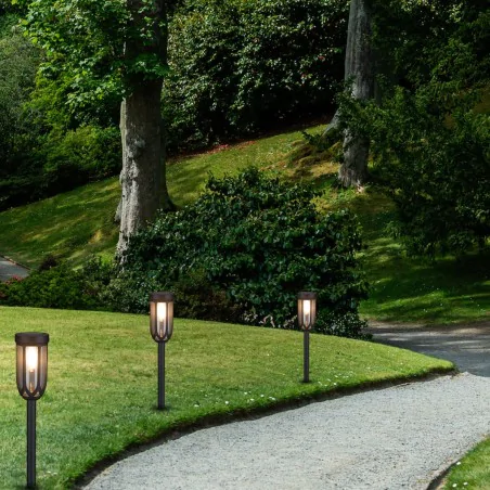 Lampy-solarne - lampka solarna pochodnia oświetlenie solarne do ogródka ciepłe eko1453 eko-light 