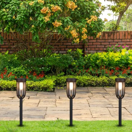 Lampy-solarne - lampka solarna pochodnia oświetlenie solarne do ogródka ciepłe eko1453 eko-light 