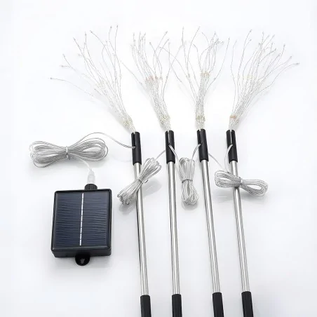 Lampy-solarne - lampki solarne fajerwerki rgb 4 sztuki oświetlenie solarne do ogródka kolorowe eko2492 eko-light 