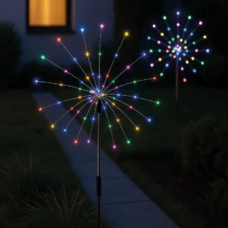 Lampy-solarne - lampki solarne fajerwerki rgb 4 sztuki oświetlenie solarne do ogródka kolorowe eko2492 eko-light 