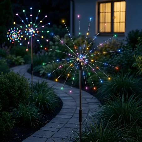 Lampy-solarne - lampki solarne fajerwerki rgb 4 sztuki oświetlenie solarne do ogródka kolorowe eko2492 eko-light 