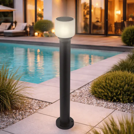 Lampy-ogrodowe-stojace - słupek ogrodowy na żarówkę e27 czarna lampa zewnętrzna do ogrodu 80cm madrid polux/goldlux 